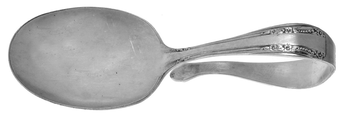 Del Mar (Silverplate, 1939) Curved Handle Baby Spoon by Oneida Silver-1