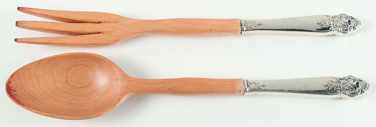Distinction (Silverplate, 1951) Wooden Bowl 2-Piece Salad Set by Oneida Silver-1