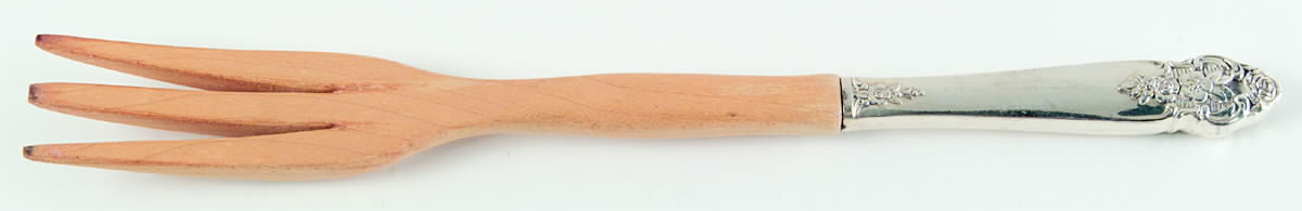 Distinction (Silverplate, 1951) Salad Serving Fork with Wooden Prongs by Oneida Silver-1