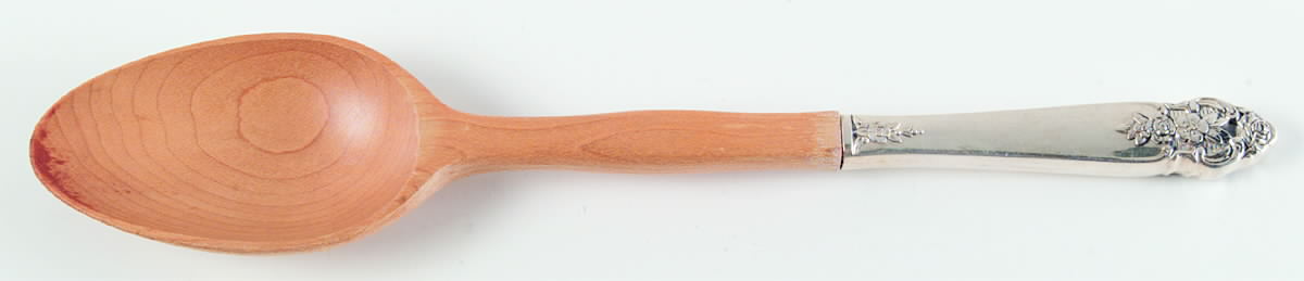 Distinction (Silverplate, 1951) Salad Serving Spoon with Wooden Bowl by Oneida Silver-1