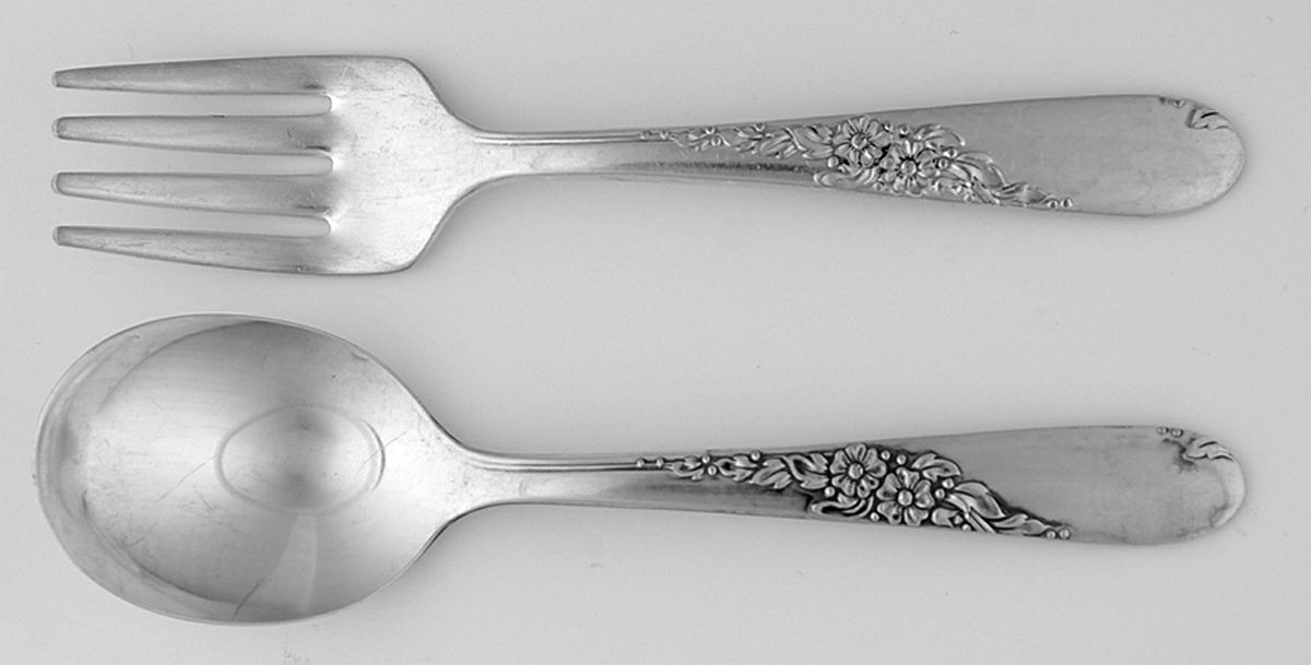Endearable (Silverplate, 1954) 2 Pc Baby Set (BF, BS) by Oneida Silver-1