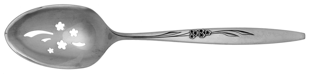 Enchantment-Gentle Rose (Silverplate, 1960) Pierced Tablespoon (Serving Spoon) by Oneida Silver-1