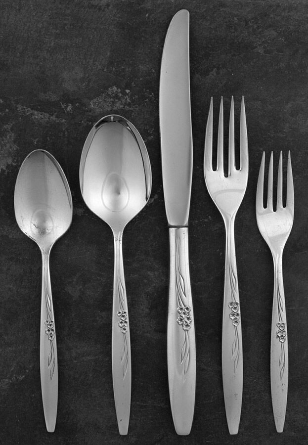 Enchantment-Gentle Rose (Silverplate, 1960) 40 Piece Estate Set by Oneida Silver-1