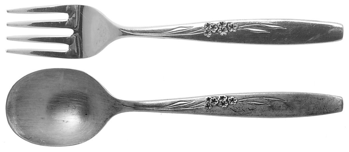 Enchantment-Gentle Rose (Silverplate, 1960) 2 Pc Baby Set (BF, BS) by Oneida Silver-1