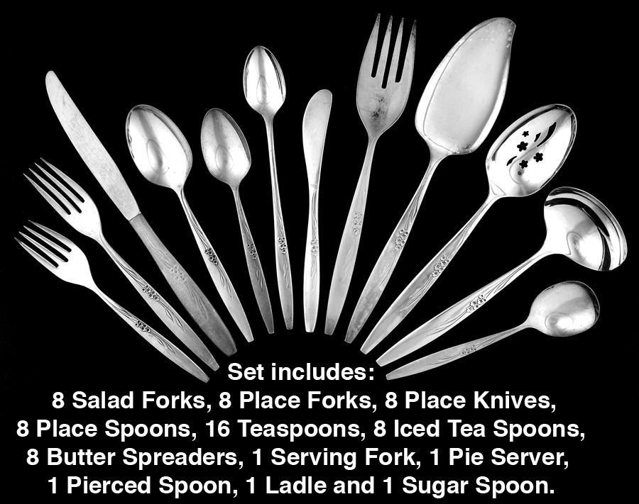 Enchantment-Gentle Rose (Silverplate, 1960) 69 Piece Set by Oneida Silver-1
