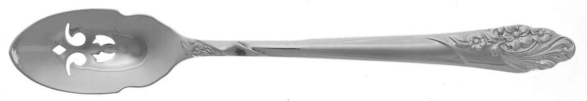 Evening Star (Silverplate, 1950) Short Handled Olive Spoon with Pierced Bowl by Oneida Silver-1