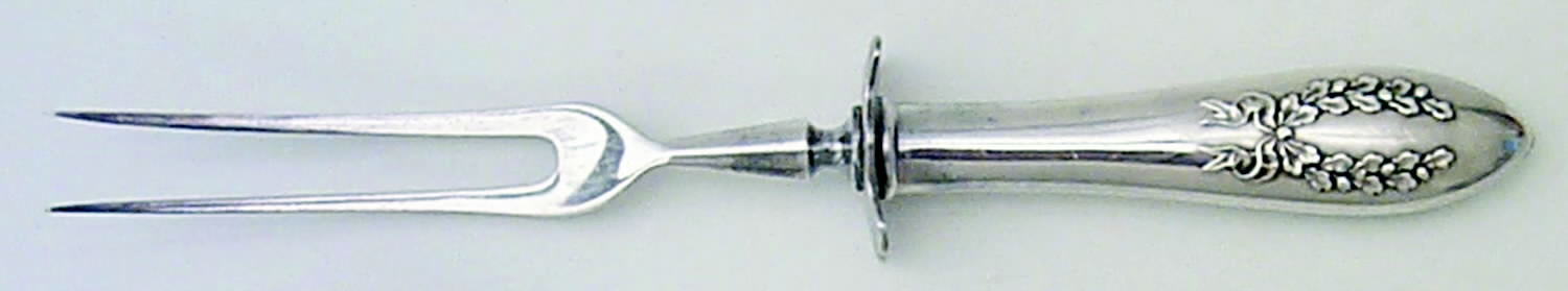 Fairoaks (Silverplate, 1909) Small Steak Carving Fork with Stainless Prongs by Oneida Silver-1