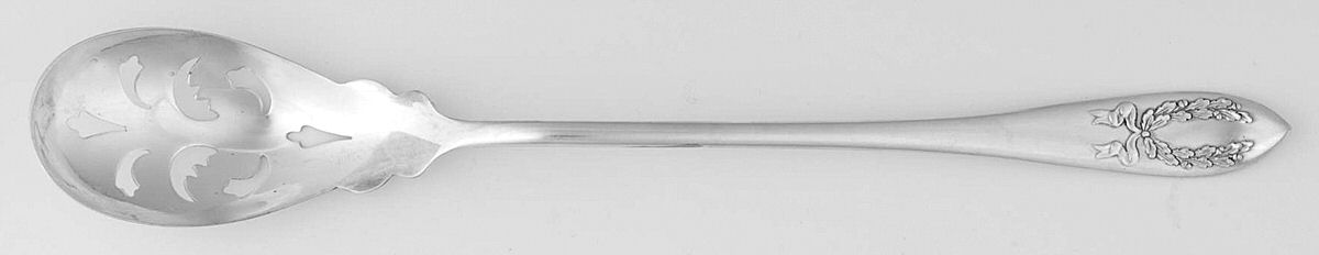 Fairoaks (Silverplate, 1909) Pierced Bowl Long Handle Olive Spoon by Oneida Silver-1