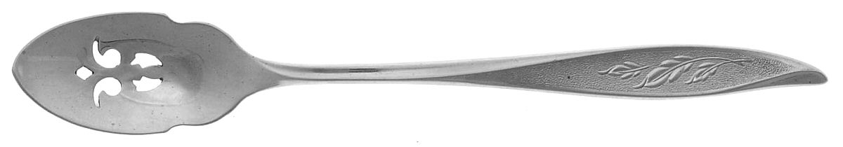 First Frost (Sterling, 1965) Short Handled Olive Spoon with Pierced Bowl by Oneida Silver-1