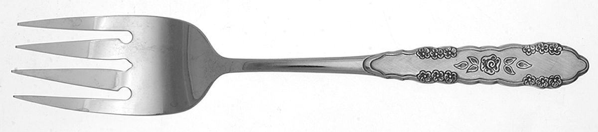 First Rose-Jillian (Stainless) Medium Solid Cold Meat Serving Fork by Oneida Silver-1