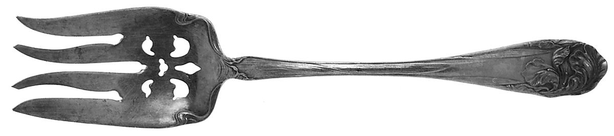 Flower De Luce (Silverplate, 1904) Medium Solid Cold Meat Serving Fork by Oneida Silver-1