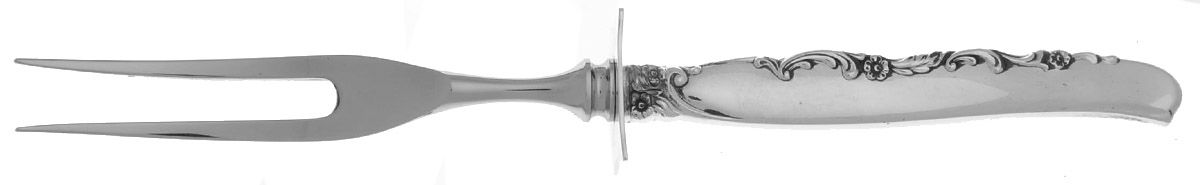Flower Lane (Sterling, 1957) Small Steak Carving Fork with Stainless Prongs by Oneida Silver-1