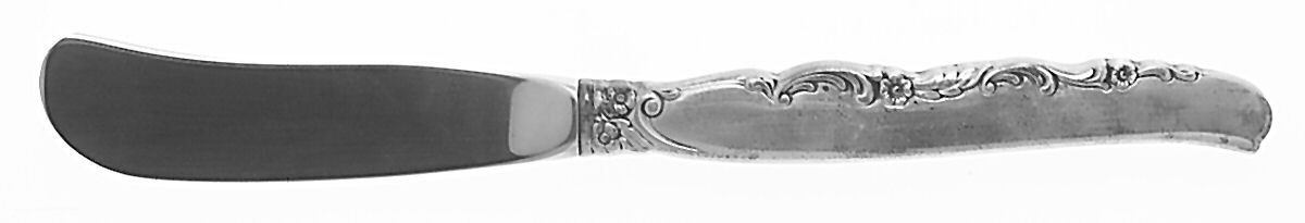 Flower Lane (Sterling, 1957) Butter Spreader Hollow Hdl-Paddle/Stainless Blade by Oneida Silver-1