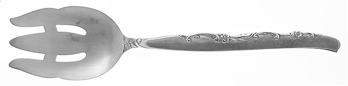 Flower Lane (Sterling, 1957) Medium Solid Cold Meat Serving Fork by Oneida Silver-1