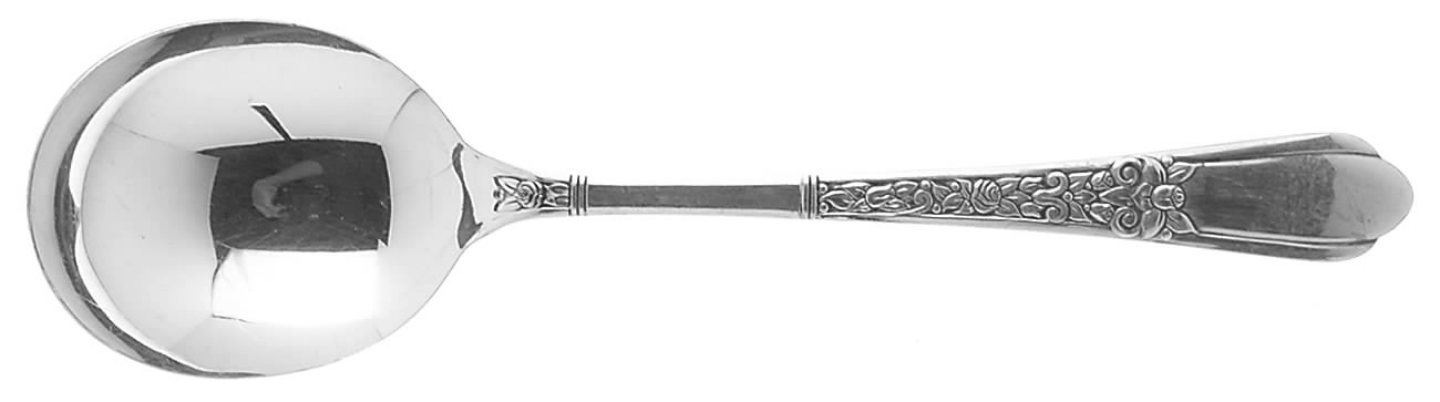 Floral II (Silverplate, 1938) Round Bowl Soup Spoon (Gumbo) by Oneida Silver-1