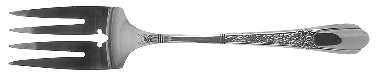 Floral II (Silverplate, 1938) Medium Solid Cold Meat Serving Fork by Oneida Silver-1