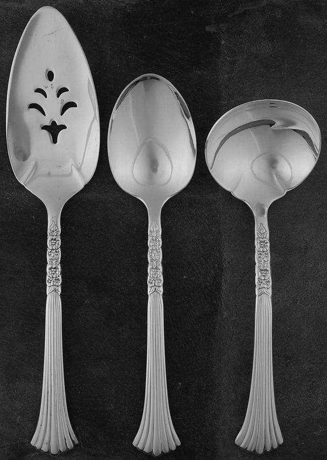 Floral Queen (Silverplate, 1992) 3 Piece Completer Set by Oneida Silver-1