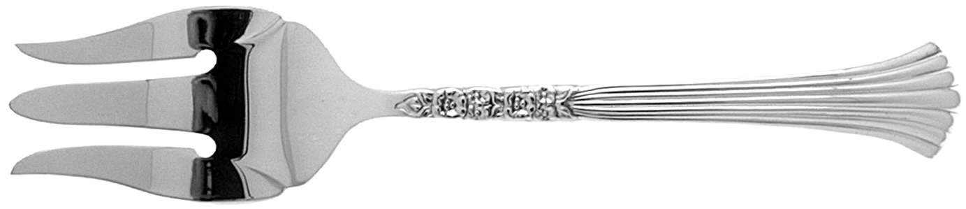 Floral Queen (Silverplate, 1992) Medium Solid Cold Meat Serving Fork by Oneida Silver-1