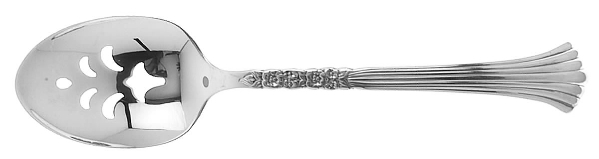 Floral Queen (Silverplate, 1992) Pierced Tablespoon (Serving Spoon) by Oneida Silver-1