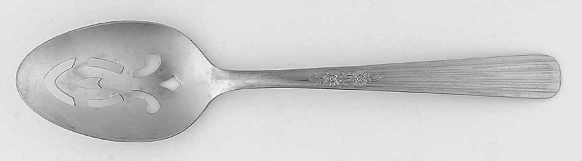 Fluted Rose (Stainless) Pierced Tablespoon (Serving Spoon) by Oneida Silver-1