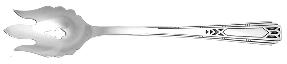 Friendship-Medality (Silverlpt, 1932) Vegetable Serving Fork Solid  HC by Oneida Silver-1