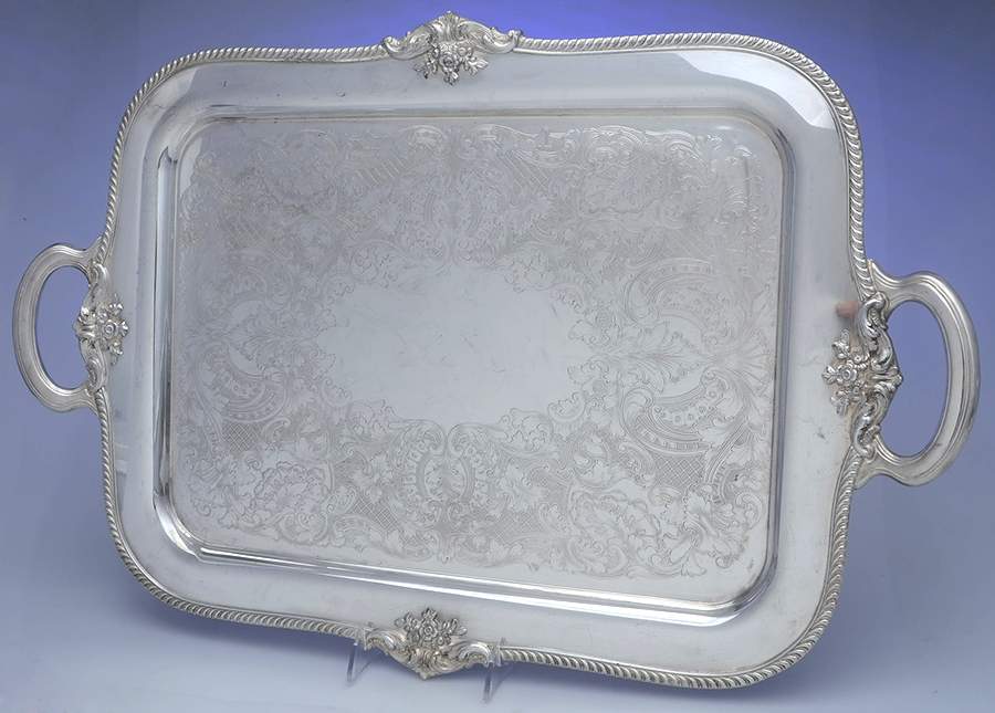 Georgian (Silverplate, Hollowware) Large Silverplate Waiter Tray by Oneida Silver-1