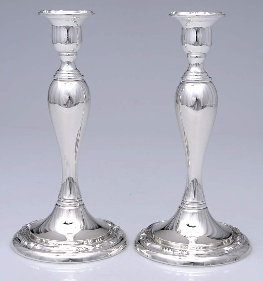 Georgian Scroll (Silverplate, Hollowware) Pair of 9" Candlesticks by Oneida Silver-1