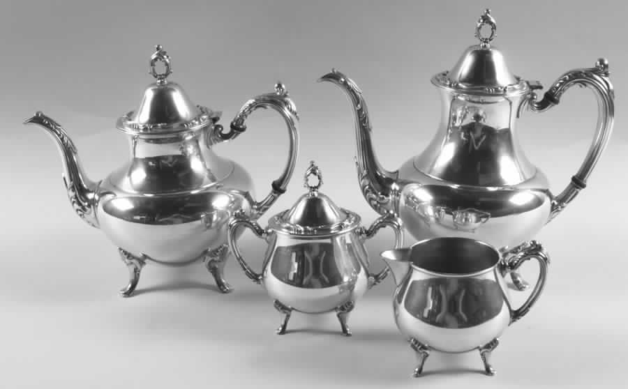 Georgian Scroll (Silverplate, Hollowware) (4 Piece) Silverplate Tea Set by Oneida Silver-1