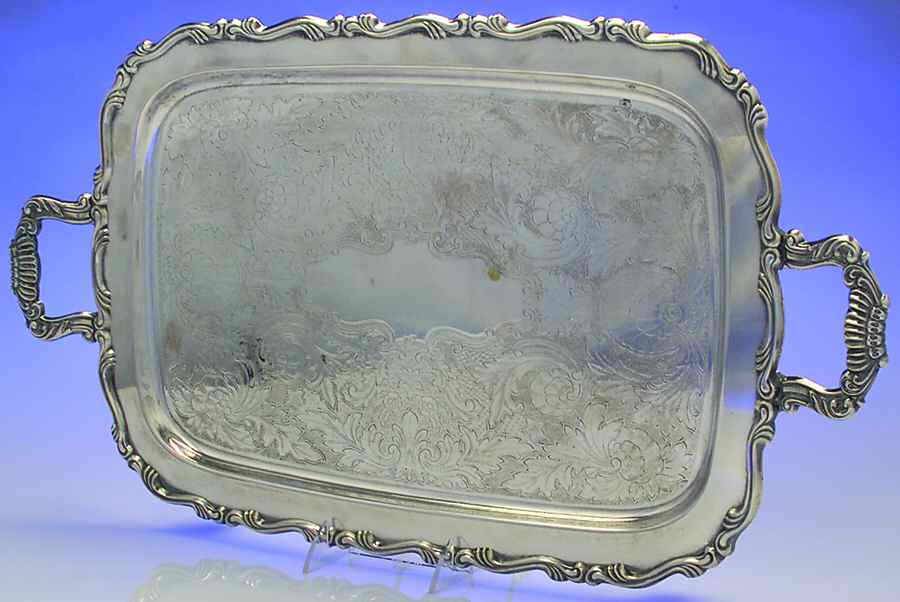 Georgian Scroll (Silverplate, Hollowware) Medium Silverplate Waiter Tray by Oneida Silver-1