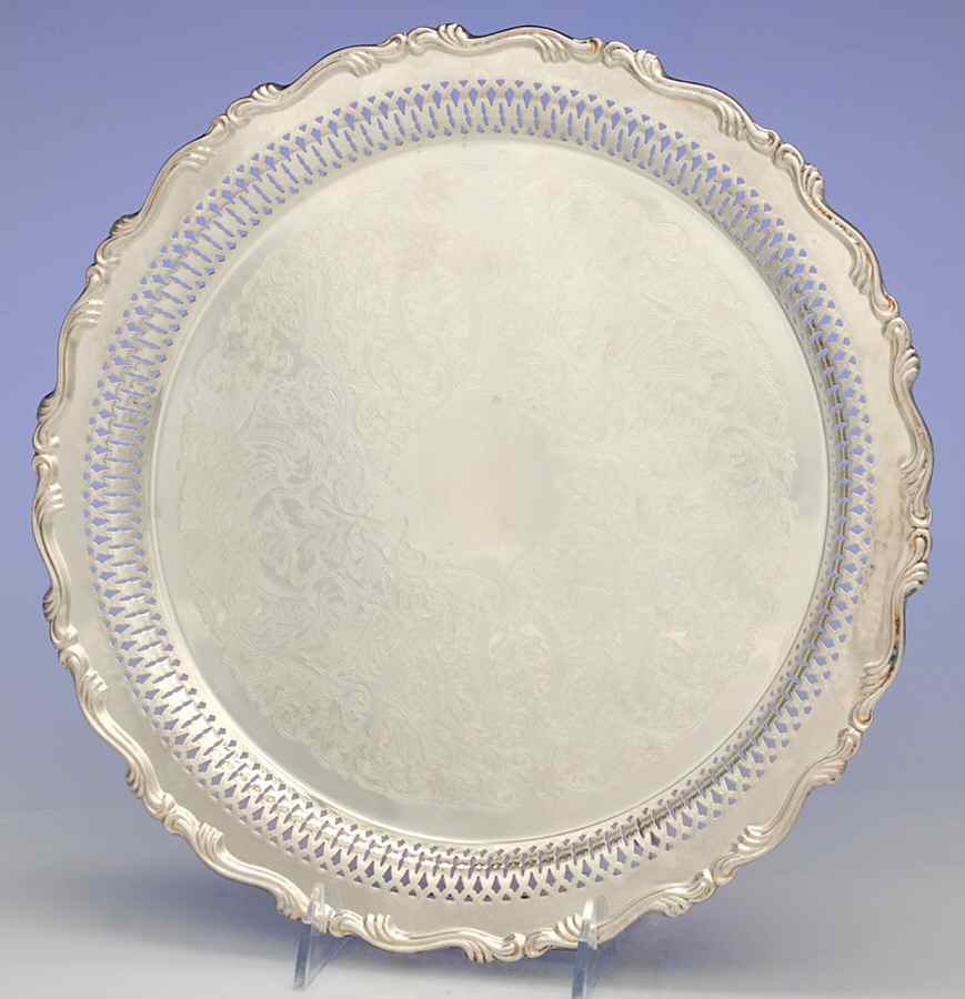 Georgian Scroll (Silverplate, Hollowware) 12" Round Tray by Oneida Silver-1
