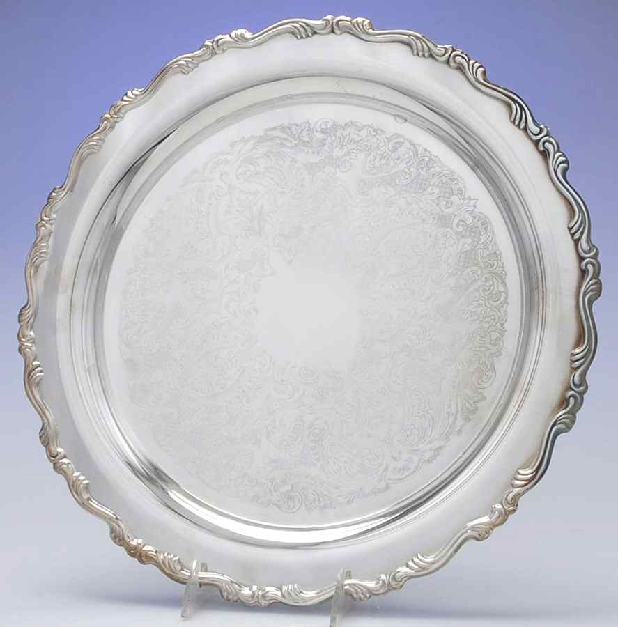 Georgian Scroll (Silverplate, Hollowware) 15" Round Tray by Oneida Silver-1