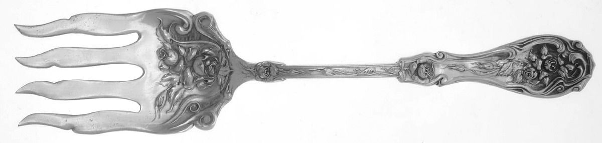Glenrose (Silverplate, 1908) Large Solid Fish Serving Fork by Oneida Silver-1
