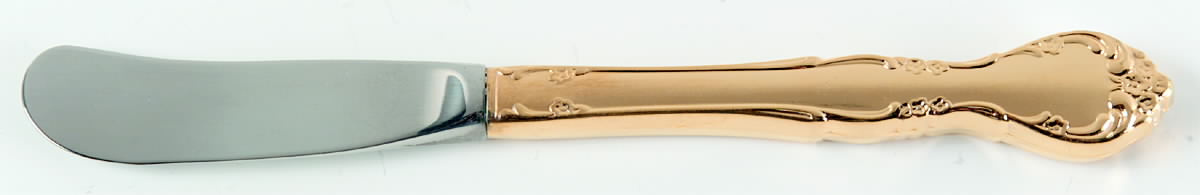 Golden Affection (Gold Electroplate) Butter Spreader Hollow Hdl-Paddle/Stainless Blade by Oneida Silver-1