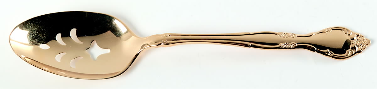 Golden Affection (Gold Electroplate) Pierced Tablespoon (Serving Spoon) by Oneida Silver-1