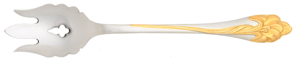 Golden Amaryllis (Stainless, Gold Accent) Vegetable Serving Fork Solid  HC by Oneida Silver-1