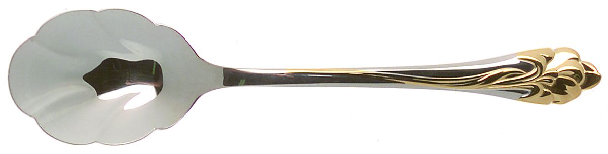 Golden Amaryllis (Stainless, Gold Accent) Sugar Shell Spoon by Oneida Silver-1
