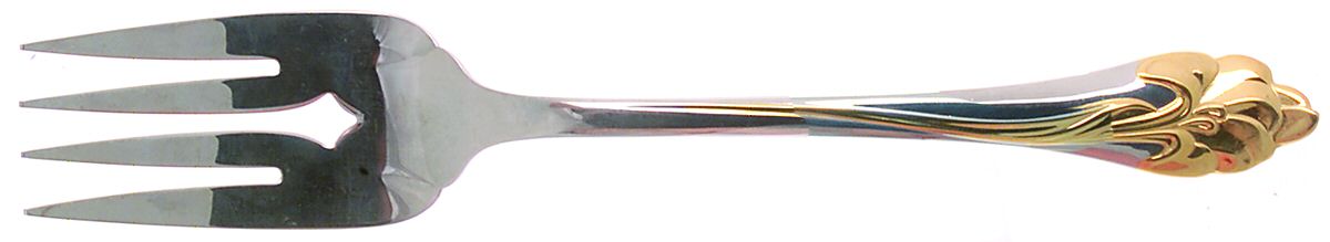 Golden Amaryllis (Stainless, Gold Accent) Medium Solid Cold Meat Serving Fork by Oneida Silver-1