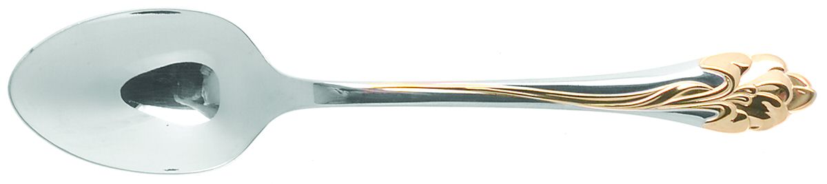 Oneida Golden Amaryllis Stainless Steel Flatware Set - Made In USA, Gold Accent, Vintage 1993 Pattern