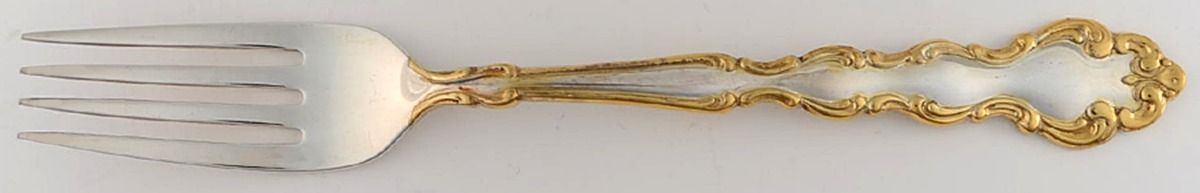 Gold Accent Modern Baroque (Silverplate) Fork by Oneida Silver-1
