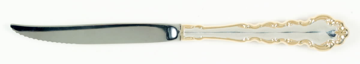 Gold Accent Modern Baroque (Silverplate) Individual Steak Knife Hollow Handle by Oneida Silver-1