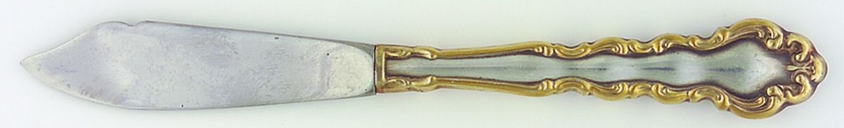 Gold Accent Modern Baroque (Silverplate) Hollow Handle Master Butter Knife by Oneida Silver-1