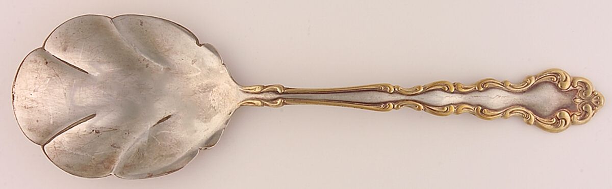 Gold Accent Modern Baroque (Silverplate) Solid Shell Casserole Spoon by Oneida Silver-1