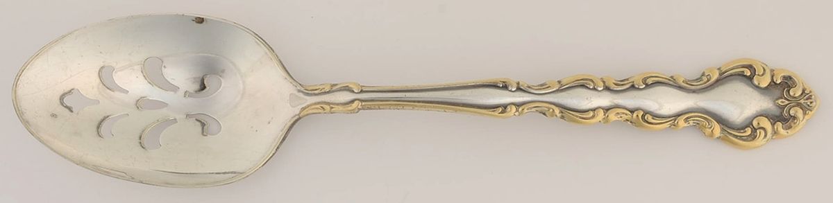 Gold Accent Modern Baroque (Silverplate) Tablespoon (Serving Spoon) by Oneida Silver-1