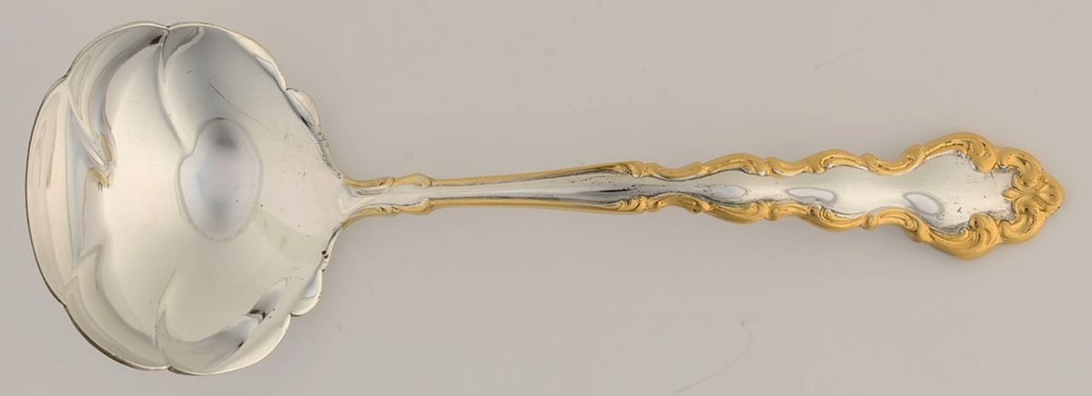 Gold Accent Modern Baroque (Silverplate) Solid Gravy Ladle by Oneida Silver-1