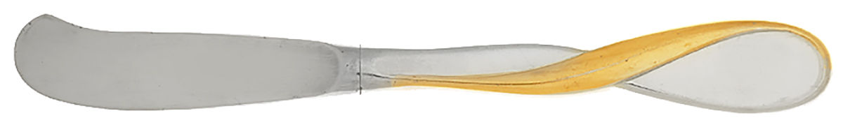 Golden Aquarius (Stainless, Gold Accent) Butter Spreader Hollow Hdl-Paddle/Stainless Blade by Oneida Silver-1