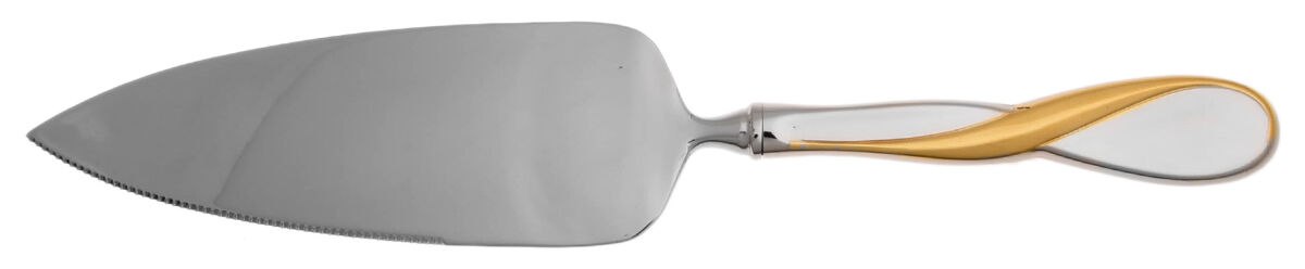 Golden Aquarius (Stainless, Gold Accent) Pie Server with Serrated Stainless Blade HC by Oneida Silver-1