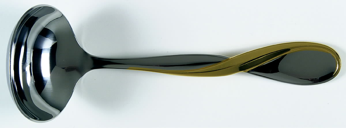 Golden Aquarius (Stainless, Gold Accent) Solid Gravy Ladle by Oneida Silver-1