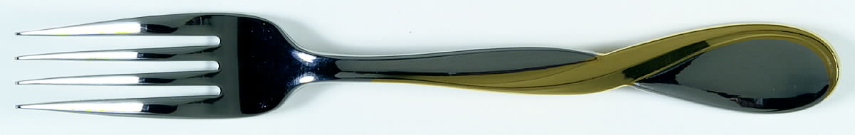 Golden Aquarius (Stainless, Gold Accent) Luncheon/Dessert Fork, Solid Piece by Oneida Silver-1