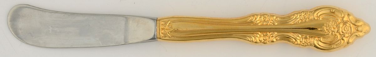 Golden Artistry (Gold Electroplate) Butter Spreader Hollow Hdl-Paddle/Stainless Blade by Oneida Silver-1