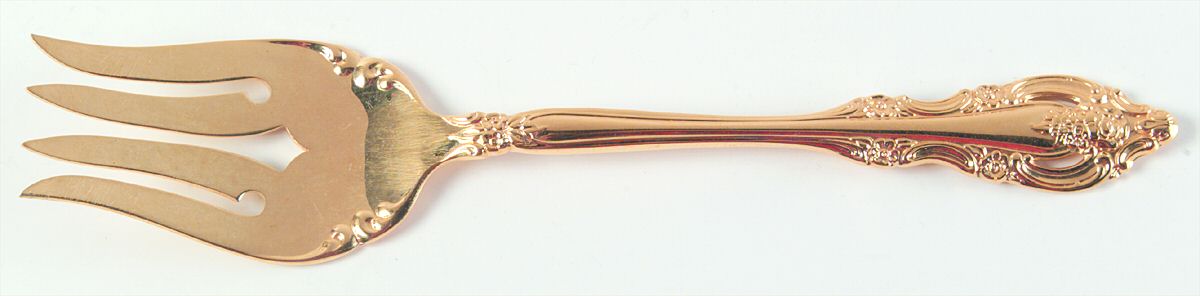 Golden Artistry (Gold Electroplate) Medium Solid Cold Meat Serving Fork by Oneida Silver-1